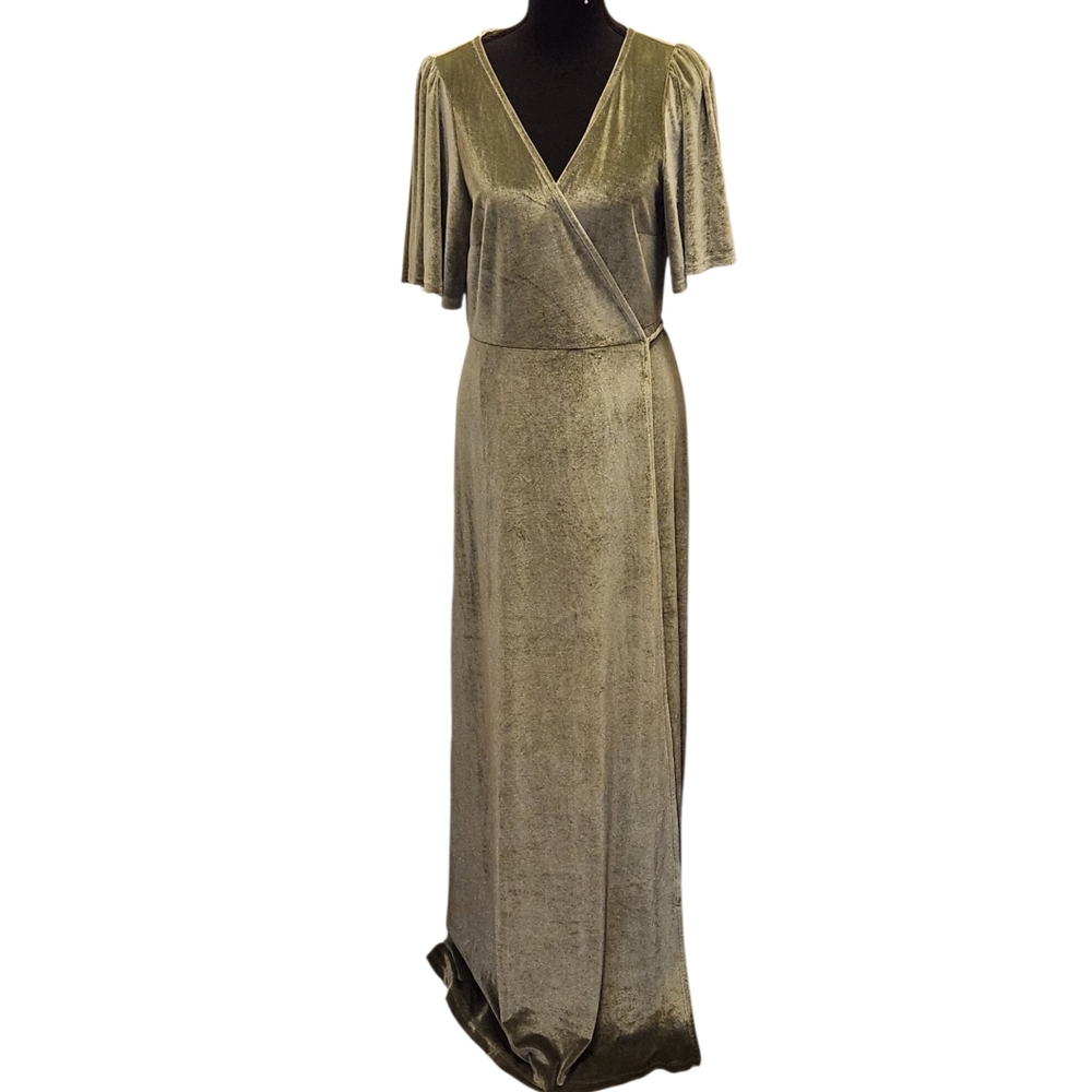 Baltic Born Sage Green Meghan Velvet Wrap Maxi Dress Size Large